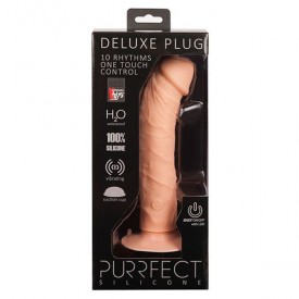 Телесный вибратор на присоске PURRFECT SILICONE ONE TOUCH - 20,5 см.